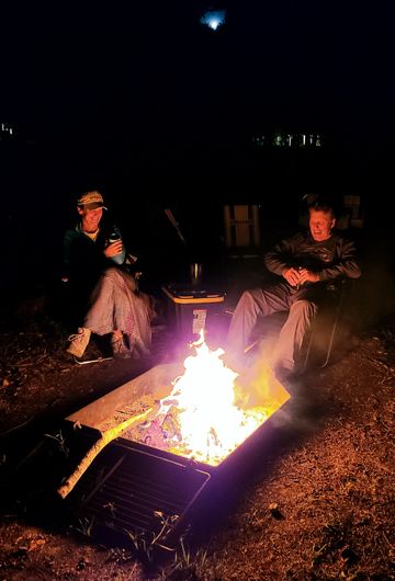 At the Campfire, with the full moon rising